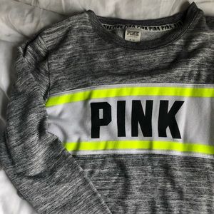 pink long sleeve crew neck